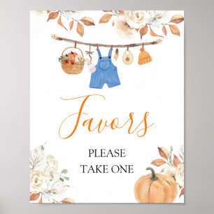 Boy Clothes Pumpkin Fall Baby Shower Favors Poster