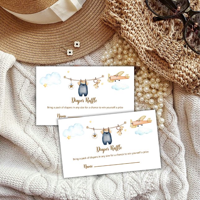 Boy Clothesline Airplane Diaper Raffle Baby Shower Enclosure Card (Boy Clothesline Airplane Diaper Raffle Baby Shower Enclosure Card)