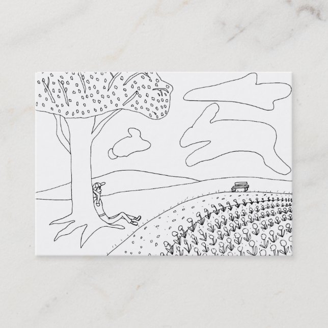 Boy Cloud Gazing in Park Colouring Business Cards (Front)