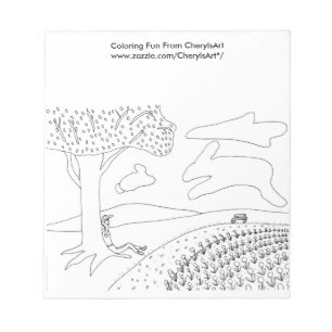 Boy Cloud Gazing in Park Outline Colouring Notepad