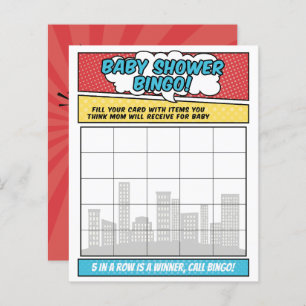 Boy Comic Book Superhero Baby Shower Bingo Game