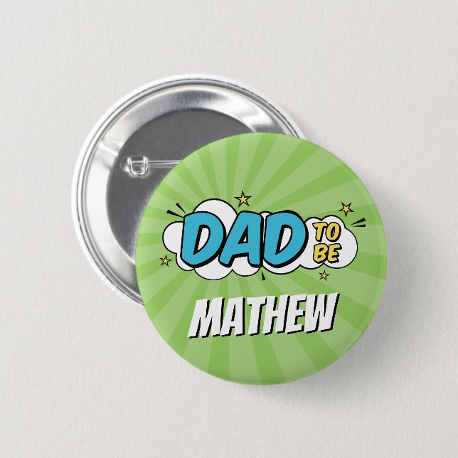 Boy Comic Book Superhero Baby Shower Dad 6 Cm Round Badge (Front & Back)