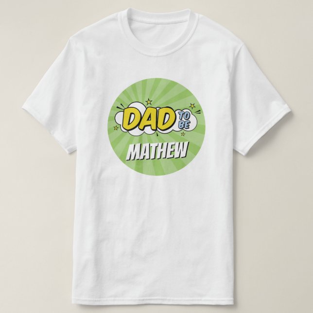 Boy Comic Book Superhero Baby Shower Dad T-Shirt (Design Front)