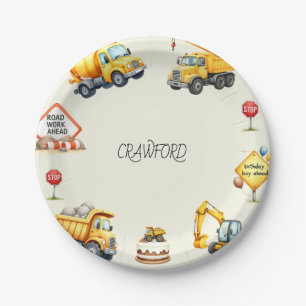 Boy Construction Birthday Party Paper Plate