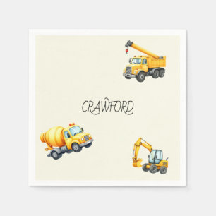 Boy Construction Birthday Party Personalised Napkin