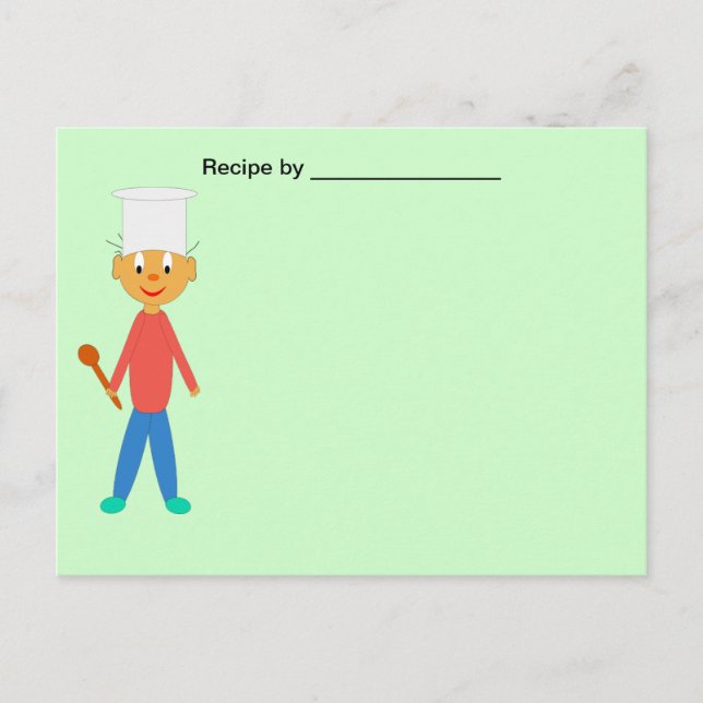 Boy Cook on Green Textured Recipe Blank Card (Front)
