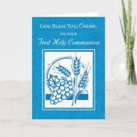 Boy Cousin First Communion, Wheat, Grapes Blue