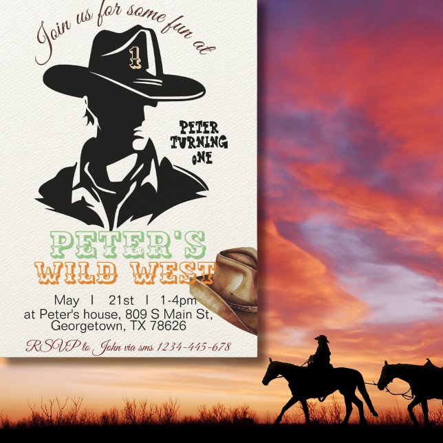  Boy Cowboy Birthday Invitation, Editable My 1st  Invitation (Creator Uploaded)