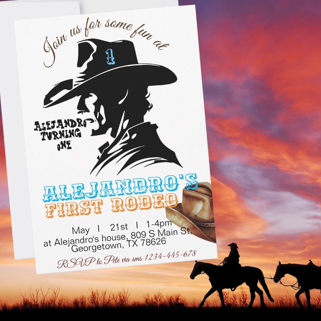  Boy Cowboy Birthday Invitation, Editable My 1st  Invitation (Creator Uploaded)