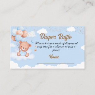 Boy cuddly bear diaper raffle tickets enclosure card