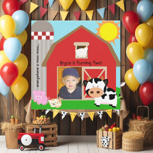Boy Custom Photo Farm Birthday Invitations