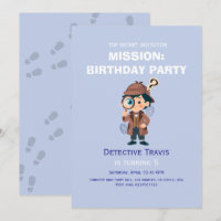 Boy Cute Detective Birthday Invitation