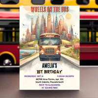 Boy Cute Girl Tour City Party Bus 1st Birthday