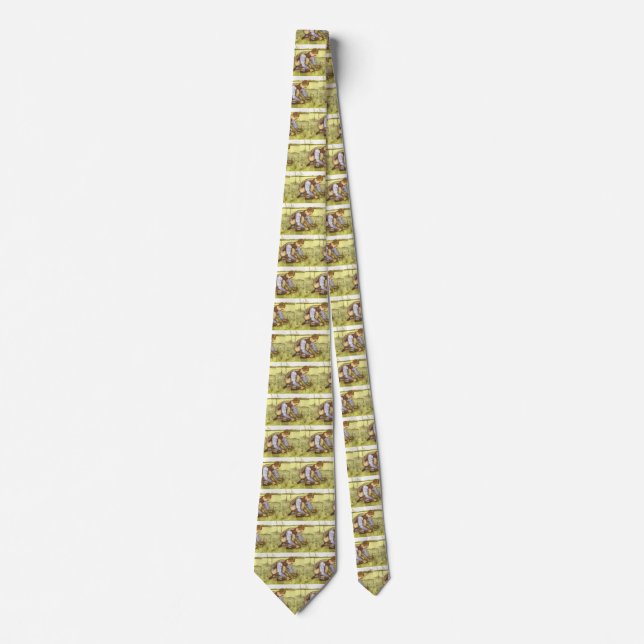Boy Cutting Grass with Sickle by Vincent van Gogh Tie (Front)