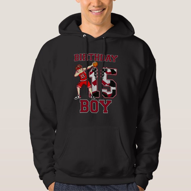 Boy Dabbing Basketball 15th Birthday Love Sneakers (Front)