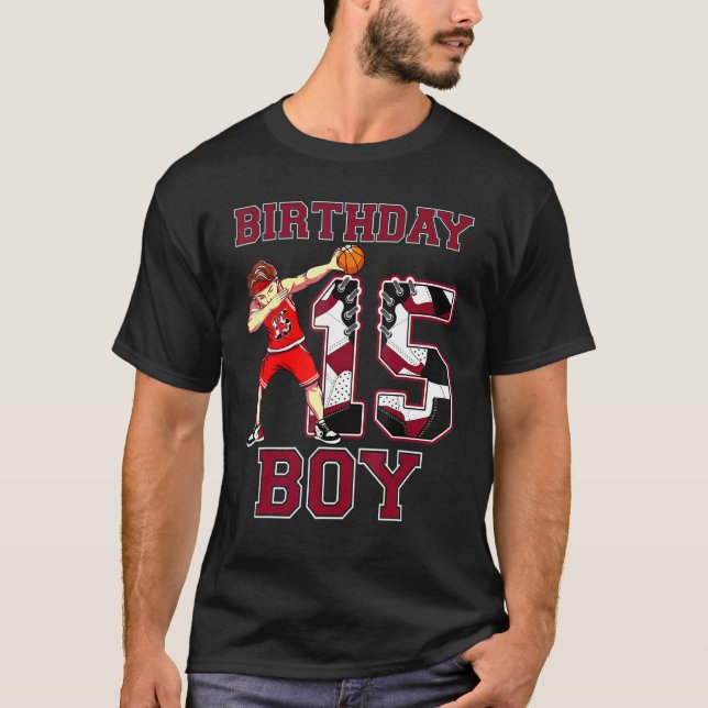 Boy Dabbing Basketball 15th Birthday Love Sneakers (Front)