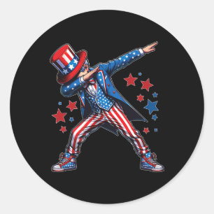 Boy Dabbing Patriotic 4th Of July Kids Classic Round Sticker