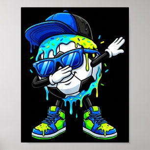 Boy Dabbing Soccer Cool Ball Sungles Funny Gen Alp Poster