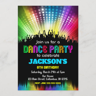 Boy Dance Party Birthday Invitation