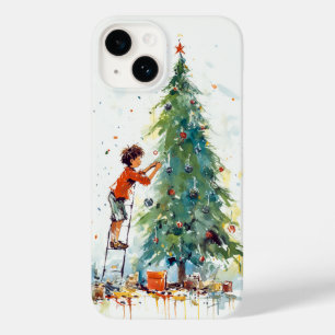 Boy Decorate Colourful Christmas Tree Case-Mate iPhone 14 Case