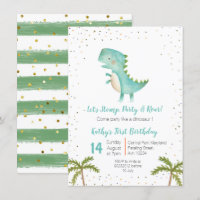 Boy Dino Trex 3rd Birthday Invitation