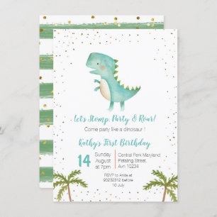 Boy Dino Trex 3rd Birthday Invitation