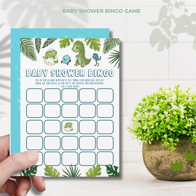 Boy Dinosaur Baby Shower Bingo Game - Gift Opening Invitation (Boy Dinosaur Baby Shower Bingo Game - Gift Opening Invitation)