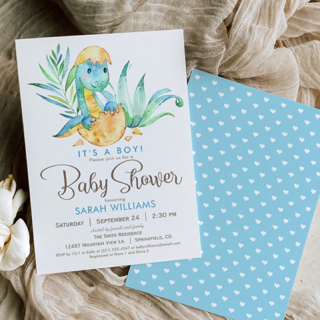 Boy Dinosaur Baby Shower Invitation (Creator Uploaded)