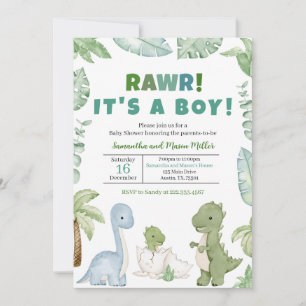 Boy Dinosaur Baby Shower Invitation
