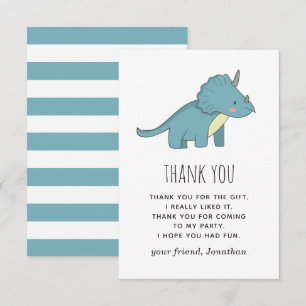 Boy Dinosaur Birthday Cute Kids Dino Triceratops Thank You Card
