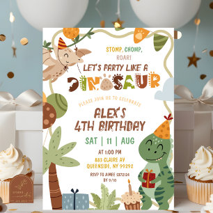 Boy Dinosaur Birthday invitation