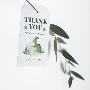 Boy Dinosaur Jungle Happy Birthday Thank You Gift Tags