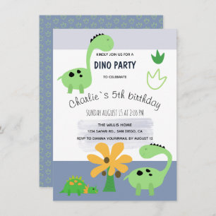 Boy Dinosaur Jurassic Birthday Party Announcement