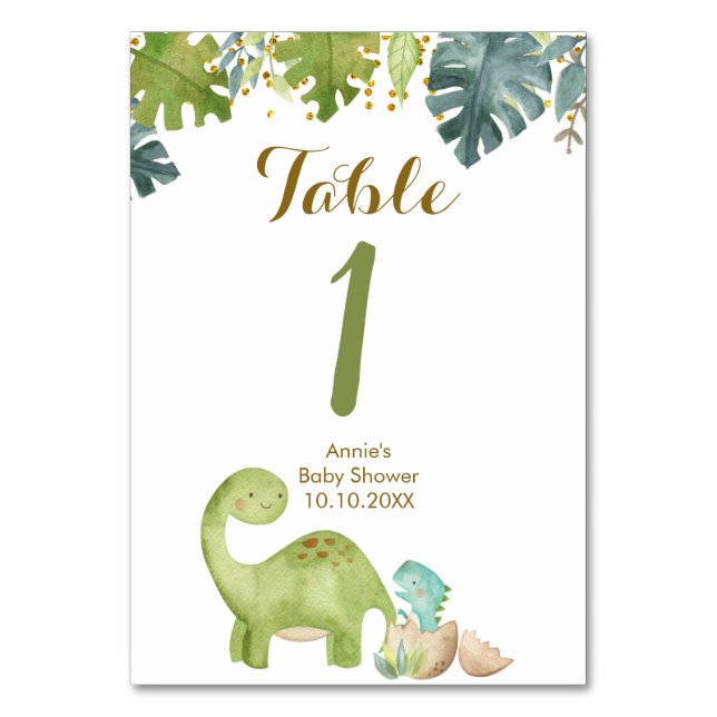 Boy Dinosaur Modern Table Number Party (Front)