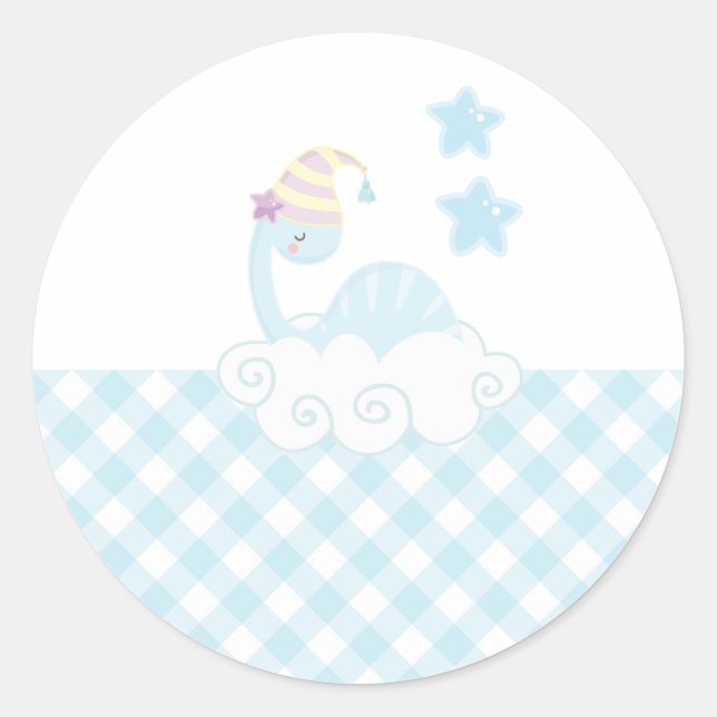 Boy Dinosaur Sleeping   Classic Round Sticker (Front)