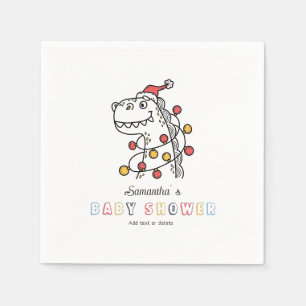 Boy Dinosaur Winter Christmas Coed Baby Shower Napkin