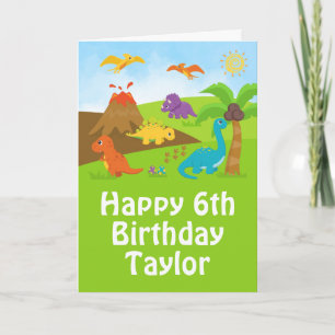 Boy Dinosaurs Happy Birthday Card