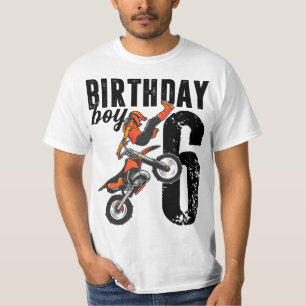 Boy Dirt Bike 6th Birthday Party Motocross 6 Years T-Shirt