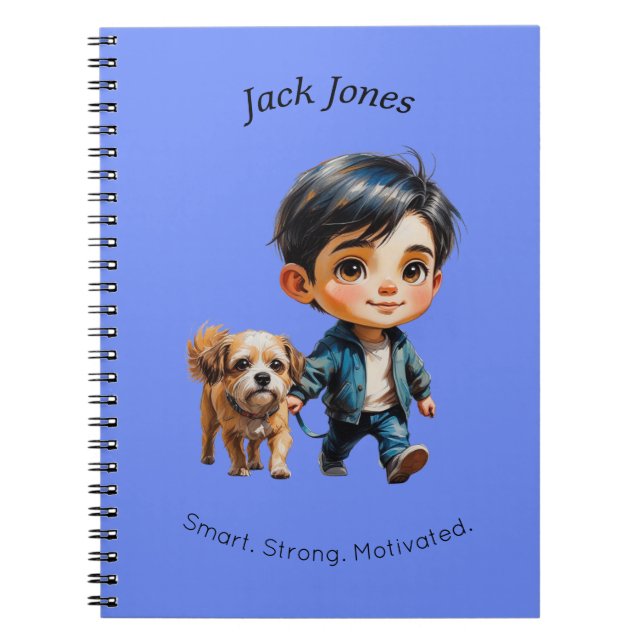 Boy & Dog Back to School Custom Design Notebook (Front)