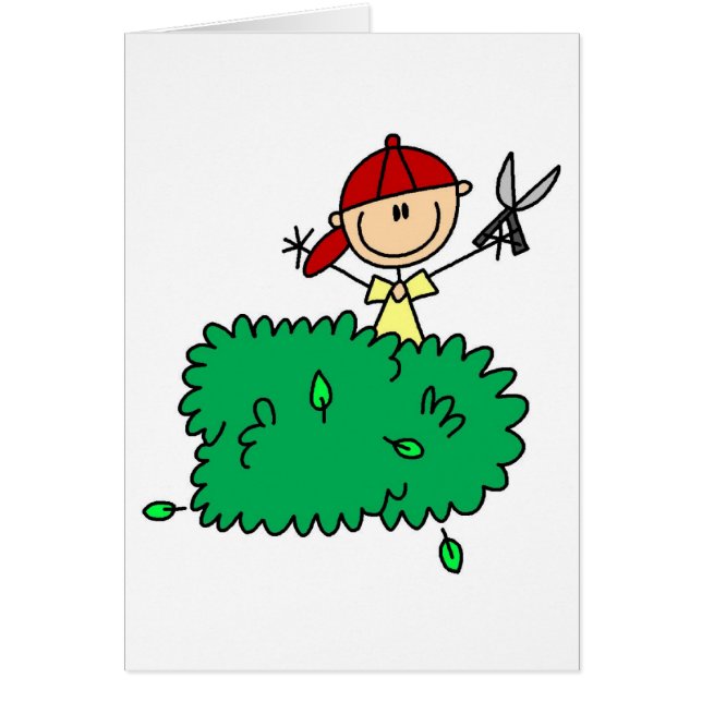 Boy Doing Yardwork Card (Front)