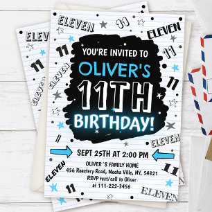 Boy Doodle 11th Birthday Invitation