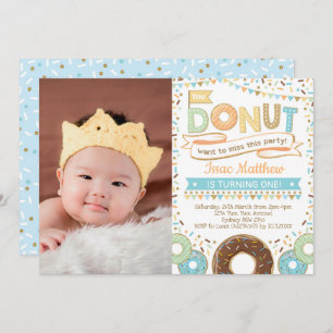Boy Doughnut Invitation Cute Doughnut Birthday