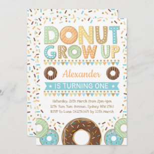 Boy Doughnut Invitation Doughnut Birthday Sprinkle