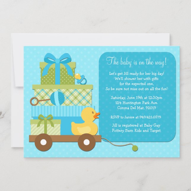 Boy Duck Baby Shower Invitation (Front)