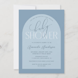 Boy Dusty Blue Baby Shower Invitation