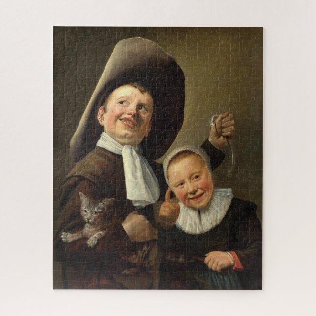 Boy, Eel, Girl, and Cat by Judith Jans Leyster Jigsaw Puzzle (Vertical)