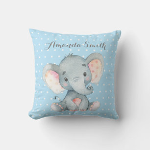 Boy Elephant Baby Blue and Grey Cushion
