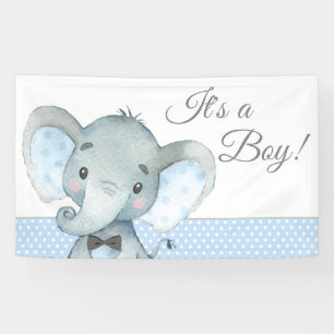 Boy Elephant Baby Shower Banners