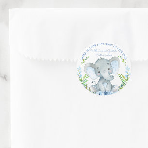 Boy Elephant Baby Shower Favour Stickers