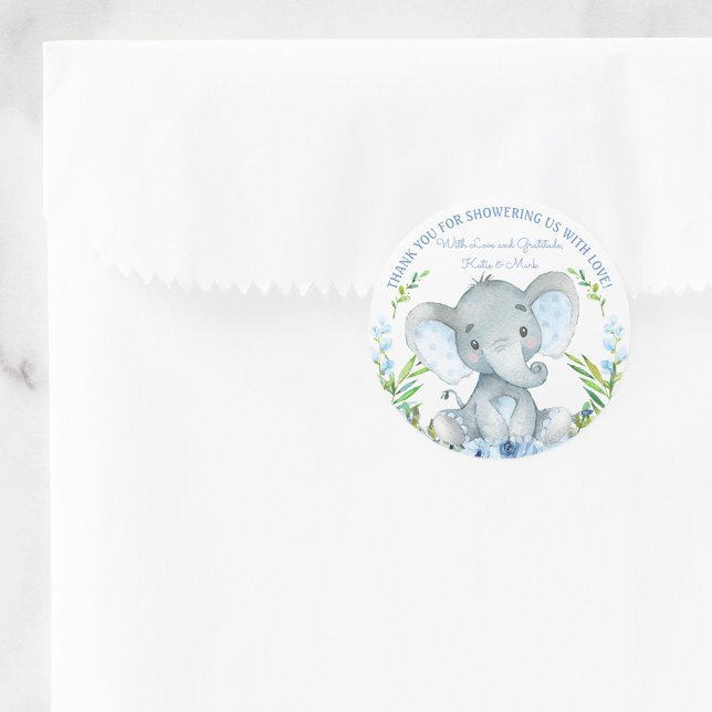 Boy Elephant Baby Shower Favour Stickers (Creator Uploaded)